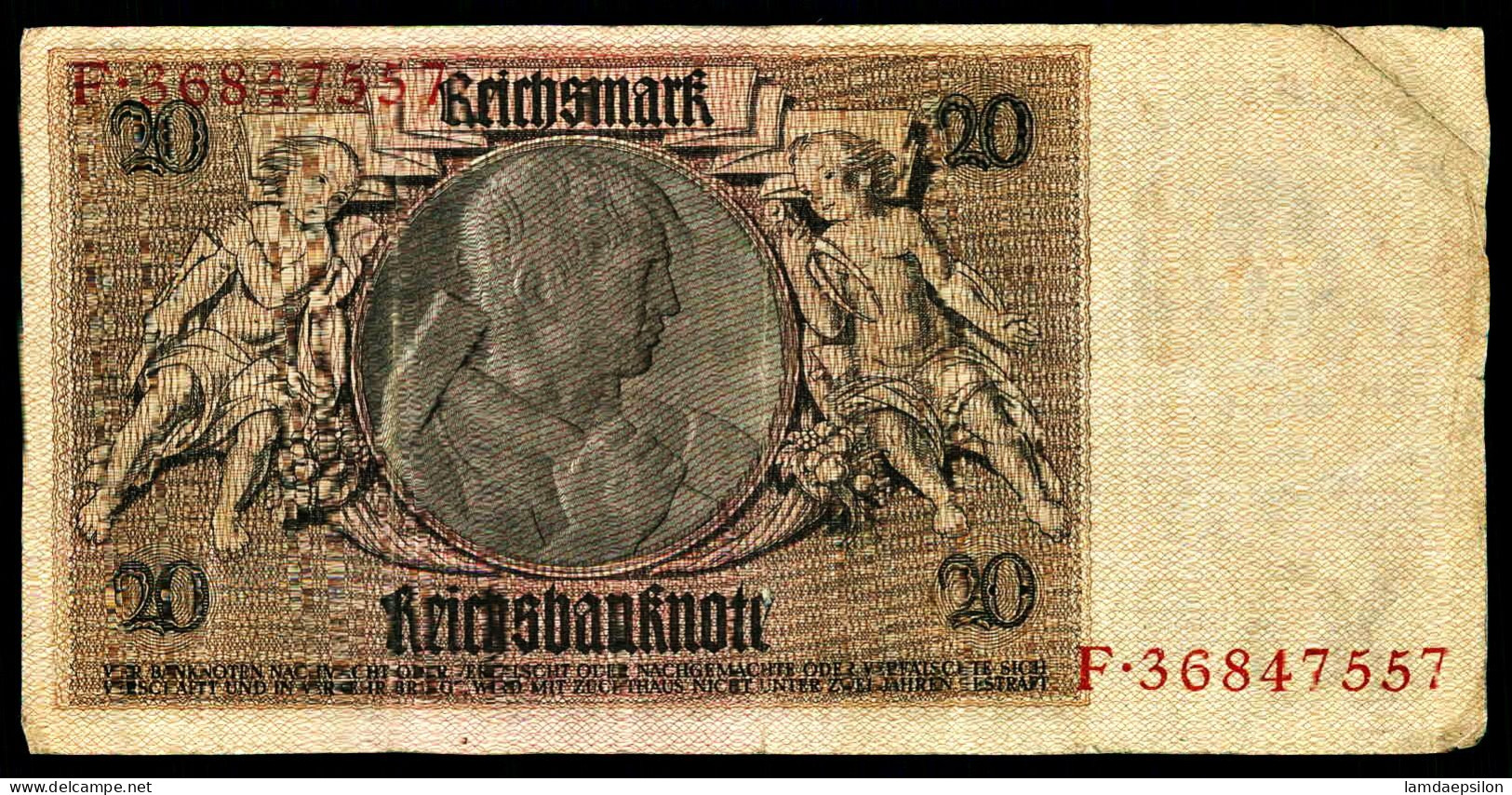 A8  ALLEMAGNE   BILLETS DU MONDE     GERMANY  BANKNOTES  20  REICHSMARK 1929 - Sammlungen