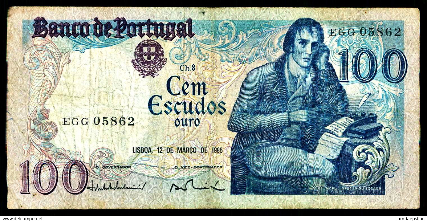 A8  PORTUGAL   BILLETS DU MONDE     BANKNOTES  100 ESCUDOS 1985 - Portugal