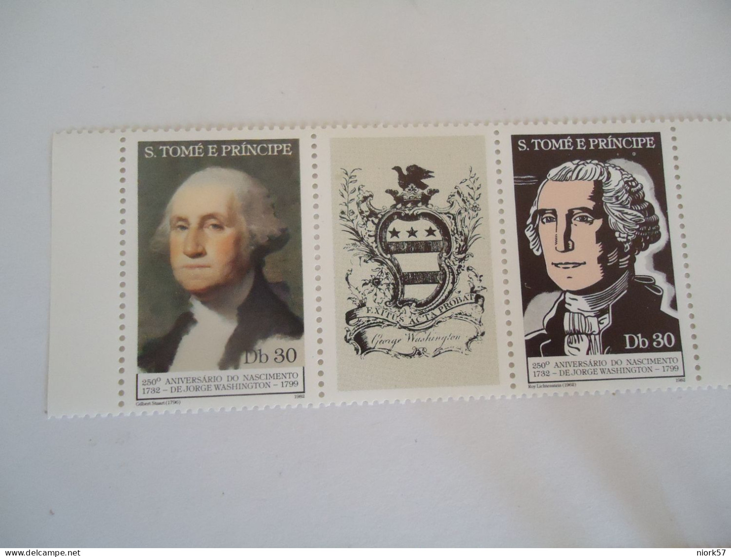 SAO TOME  MNH STAMPS  PAIR WITH LEBEL FAMOUS PEOPLES  WASHINGTON - George Washington