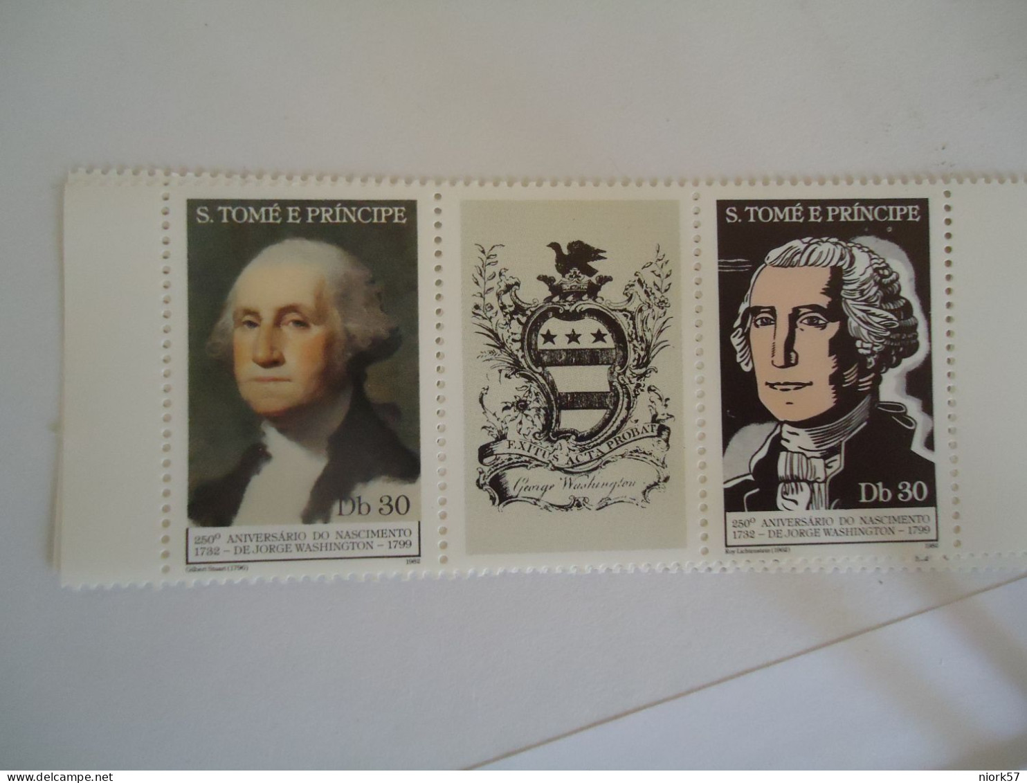 SAO TOME  MNH STAMPS  PAIR WITH LEBEL FAMOUS PEOPLES  WASHINGTON - George Washington