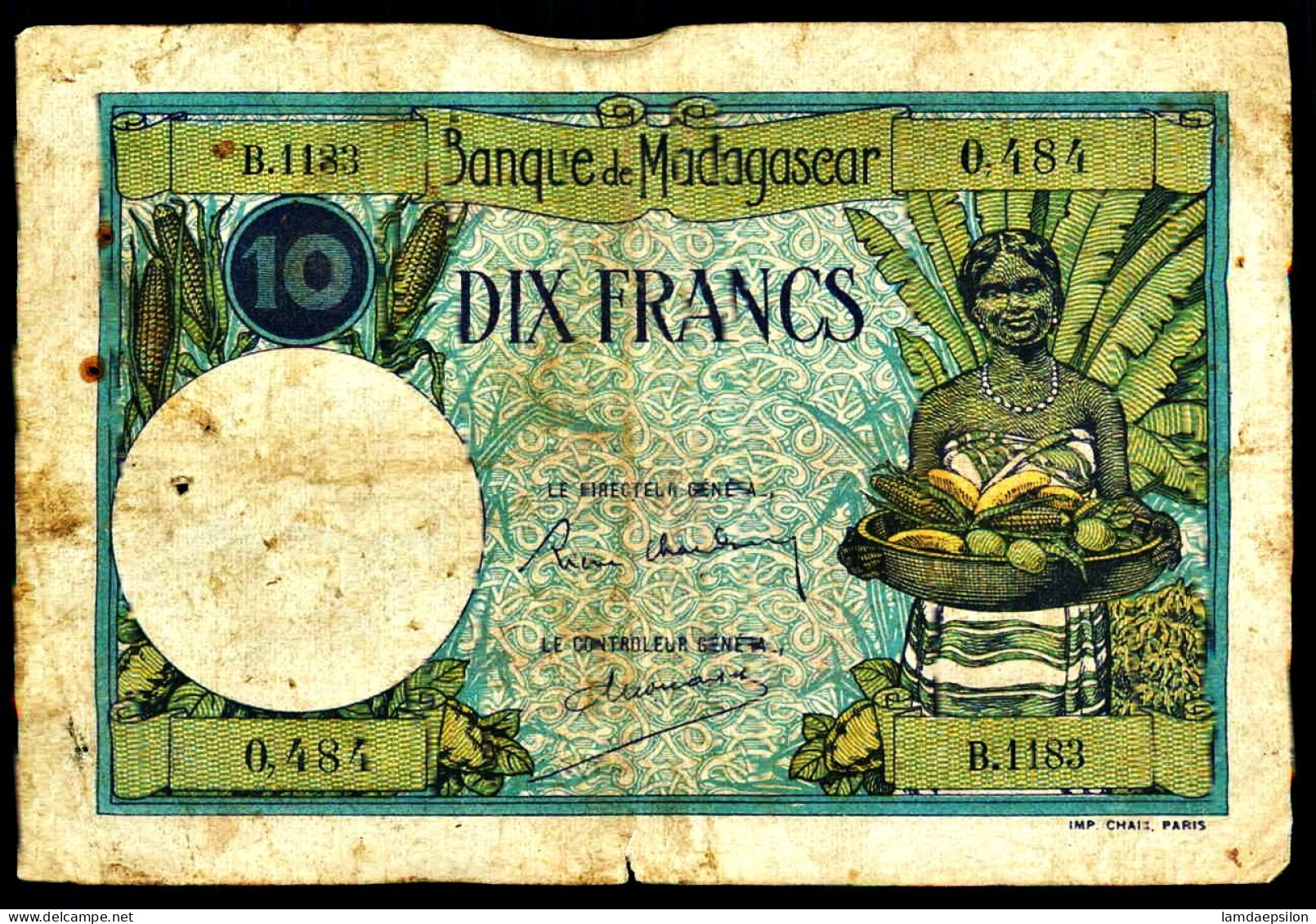 A8  MADAGASCAR   BILLETS DU MONDE    BANKNOTES  10 FRANCS 1953 - Madagascar
