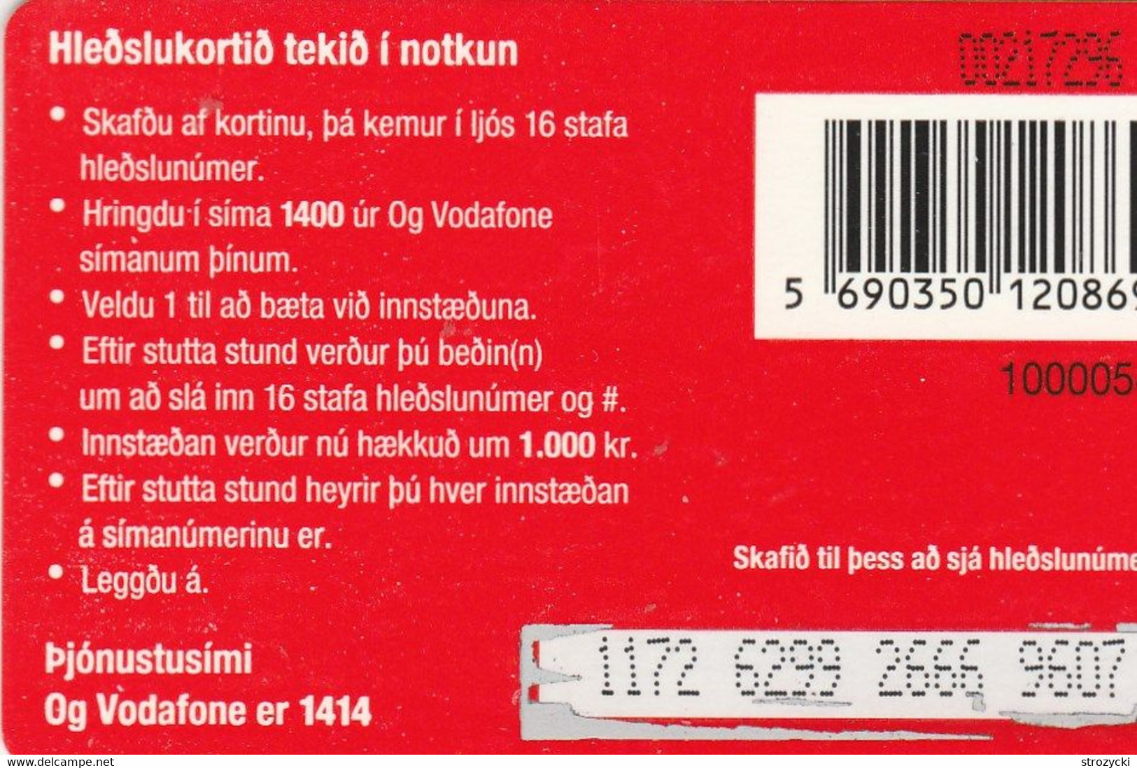 Iceland - Vodafone - Malfrelsi 1.000 - Islande