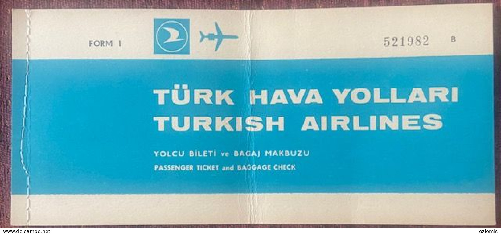 T.H.Y. TURKISH AIRLINES ,TICKET ,1971 - Europe