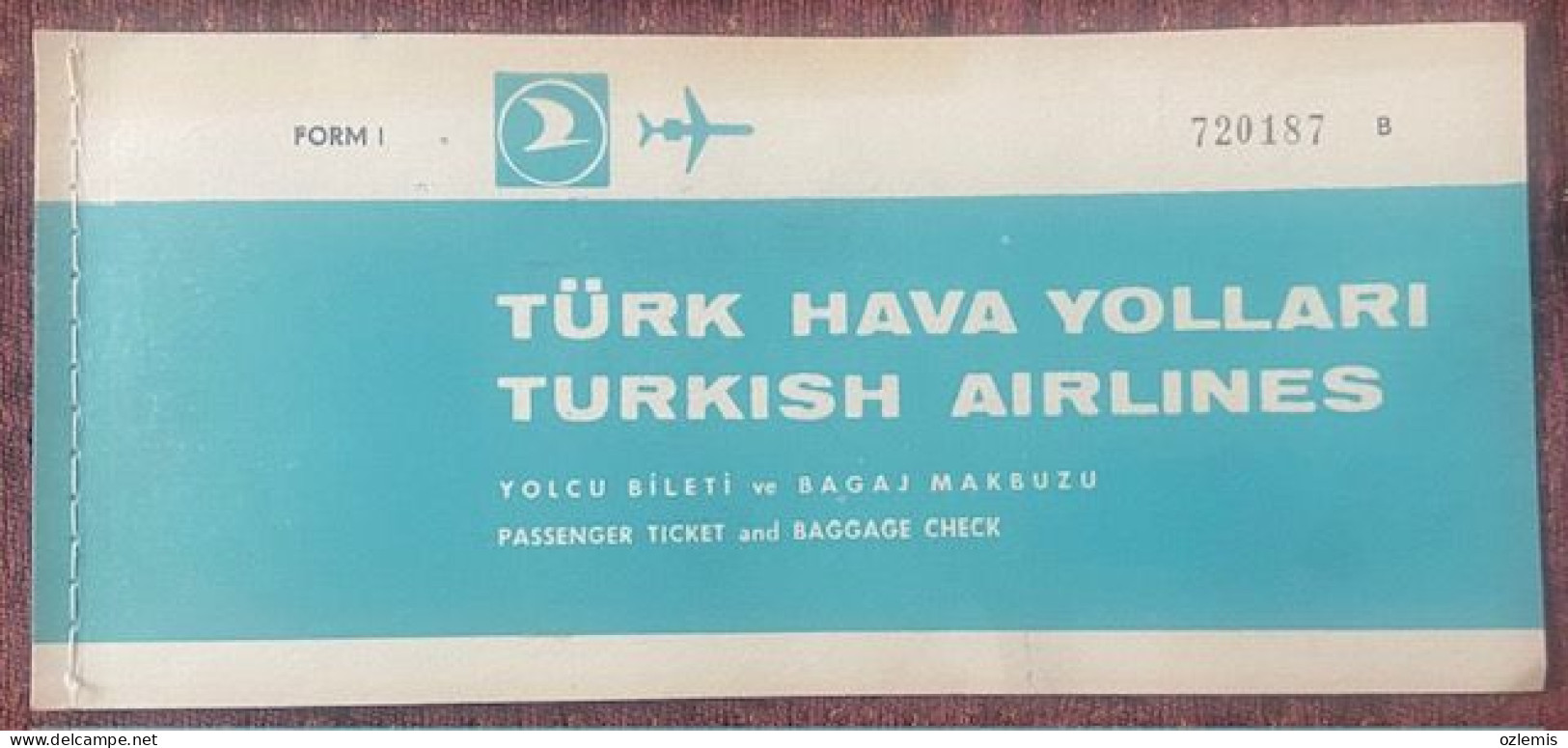 T.H.Y. TURKISH AIRLINES ,TICKET ,1972 - Europe