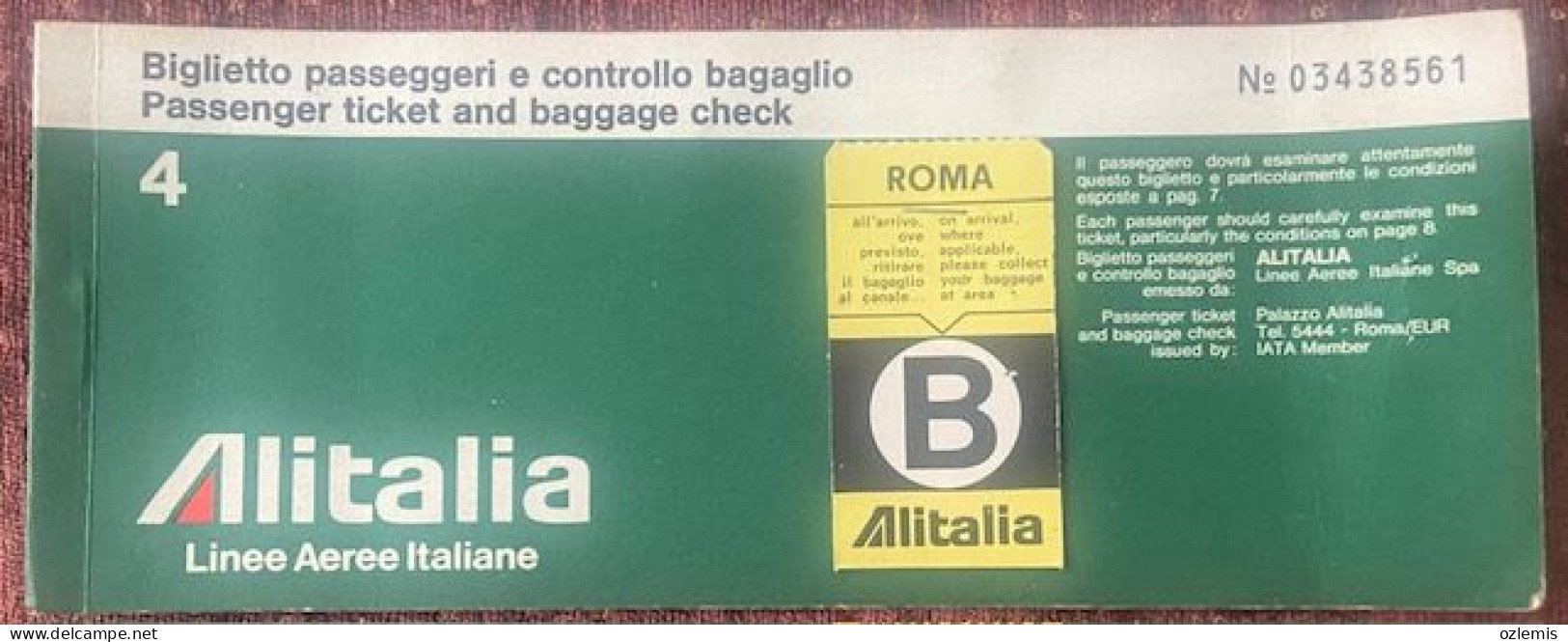 ALITALIA ,LINEE AEREE ITALIANE, ,TICKET ,1972 - Europe