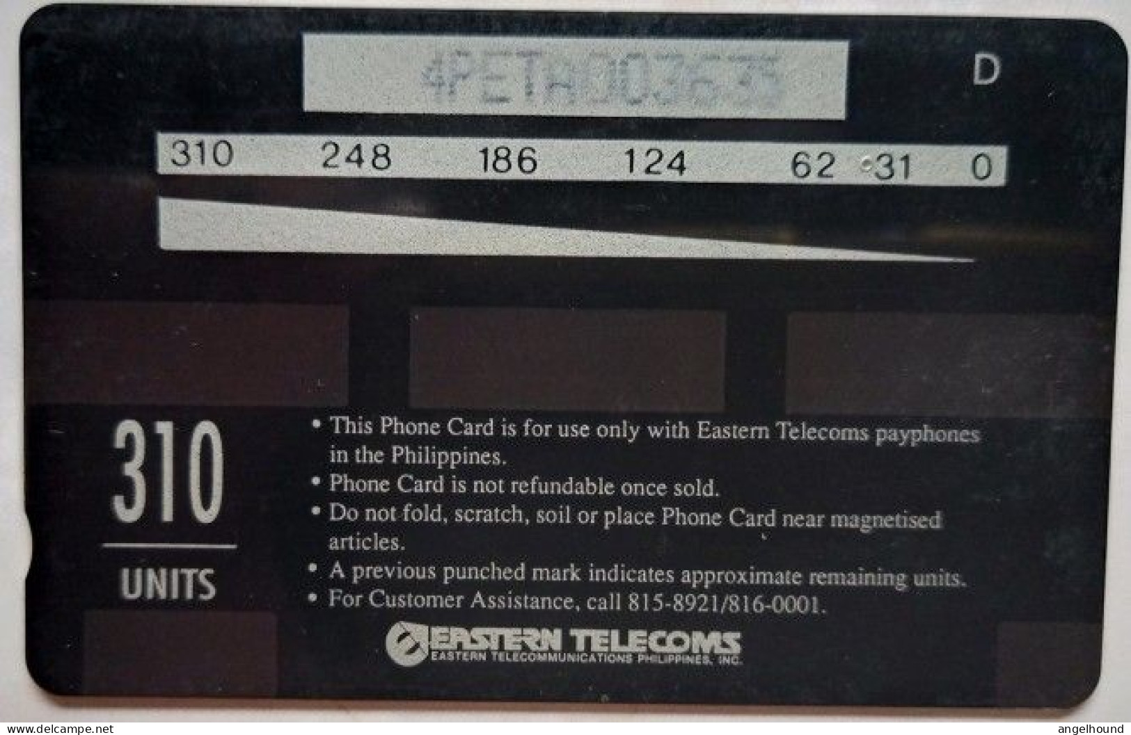 Philippines Eastern Telecoms 310 Units  4PETA  Used By  EVTELCO - RRR ( Used In Leyte Province ) - Philippinen