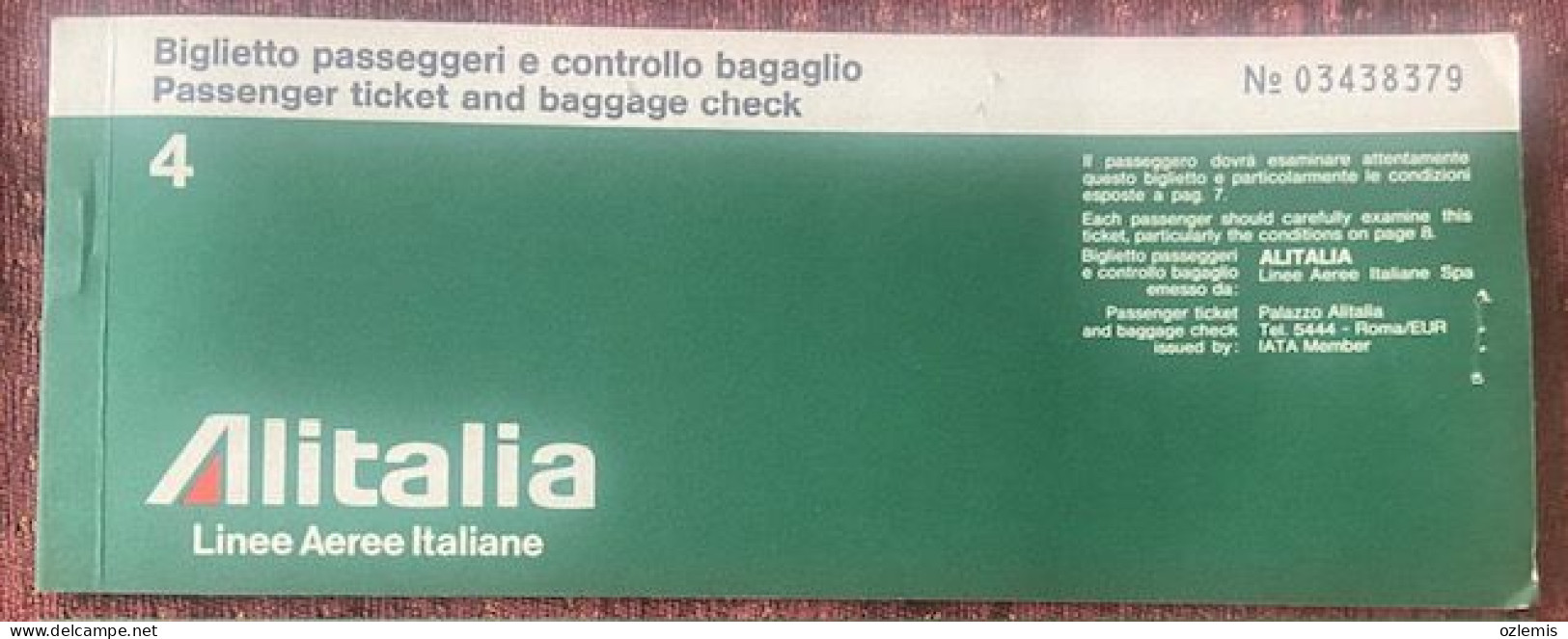 ALITALIA ,LINEE AEREE ITALIANE, ,TICKET ,1972 - Europa