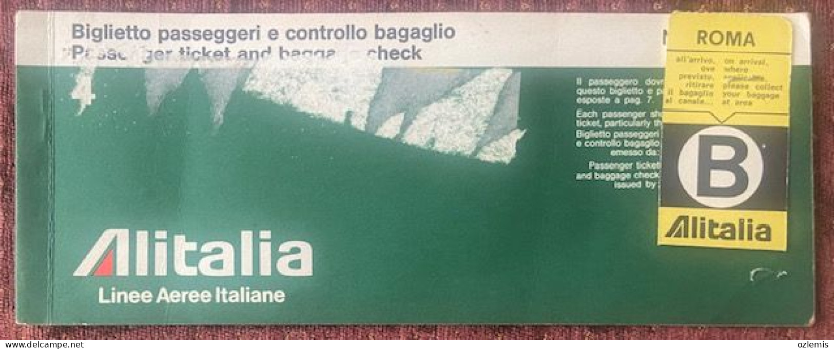 ALITALIA ,LINEE AEREE ITALIANE, ,TICKET ,1972 - Europa