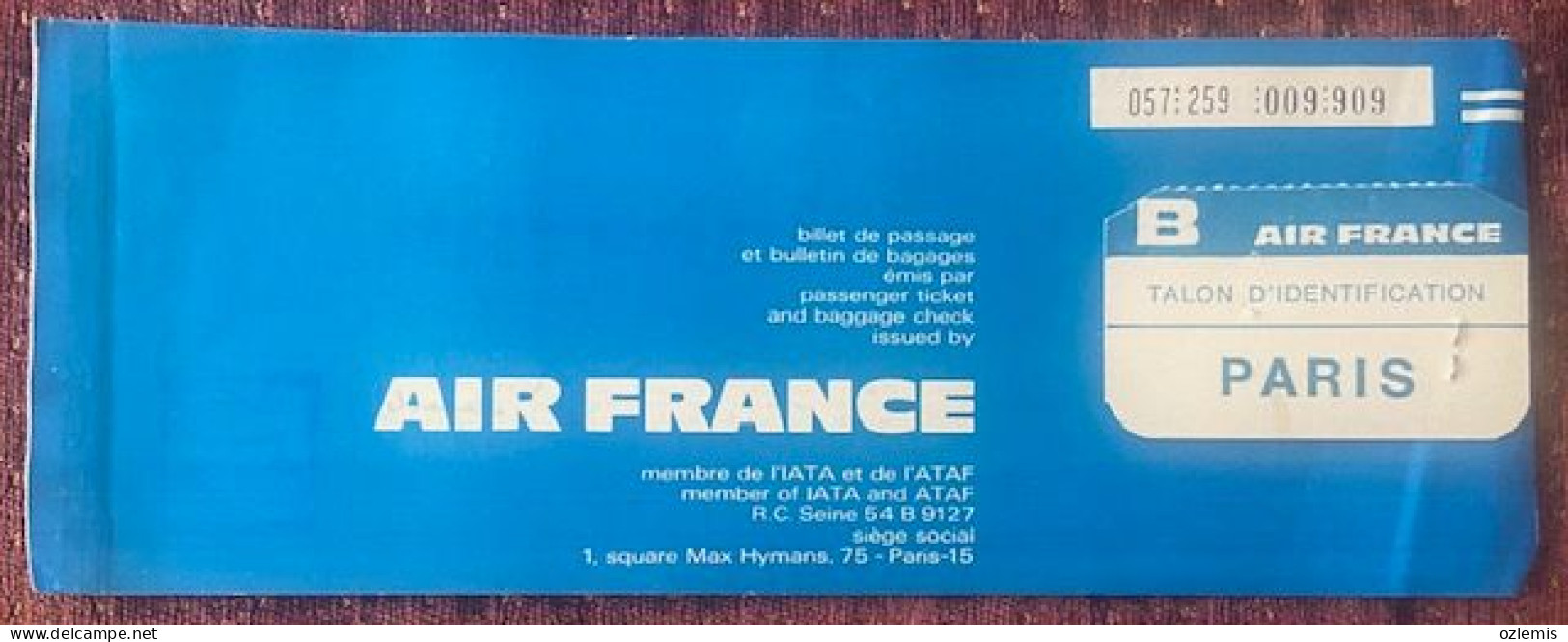 AIR FRANCE, ,TICKET ,1972 - Europe