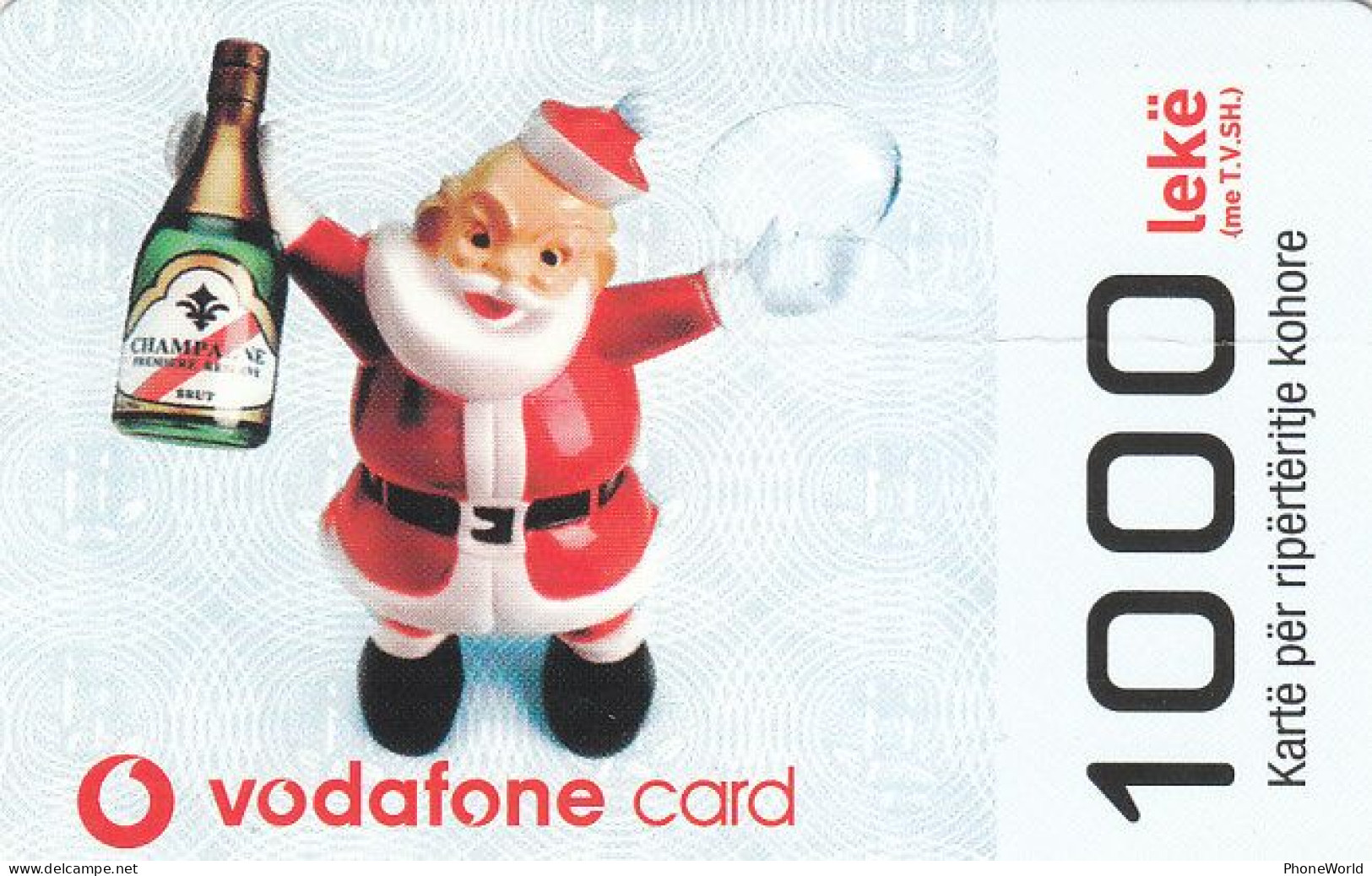 Albania, Vodafone, Santa With Champagne, 1000 Lekë, Christmas, Scarce, Read Description - Albanie