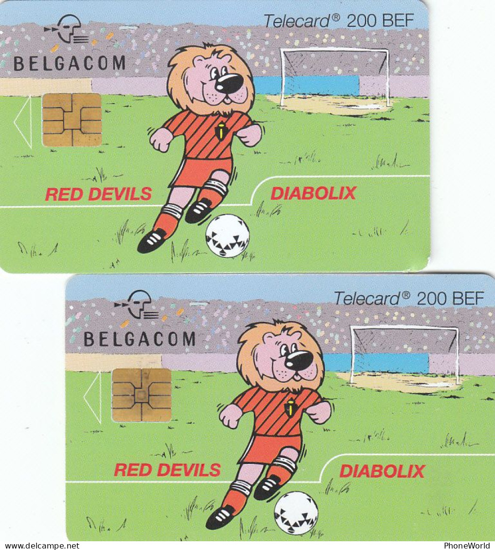 Belgacom, Red Devils, Diabolix, 2 Dif Chip Soliac SO3 & SO6 - Con Chip