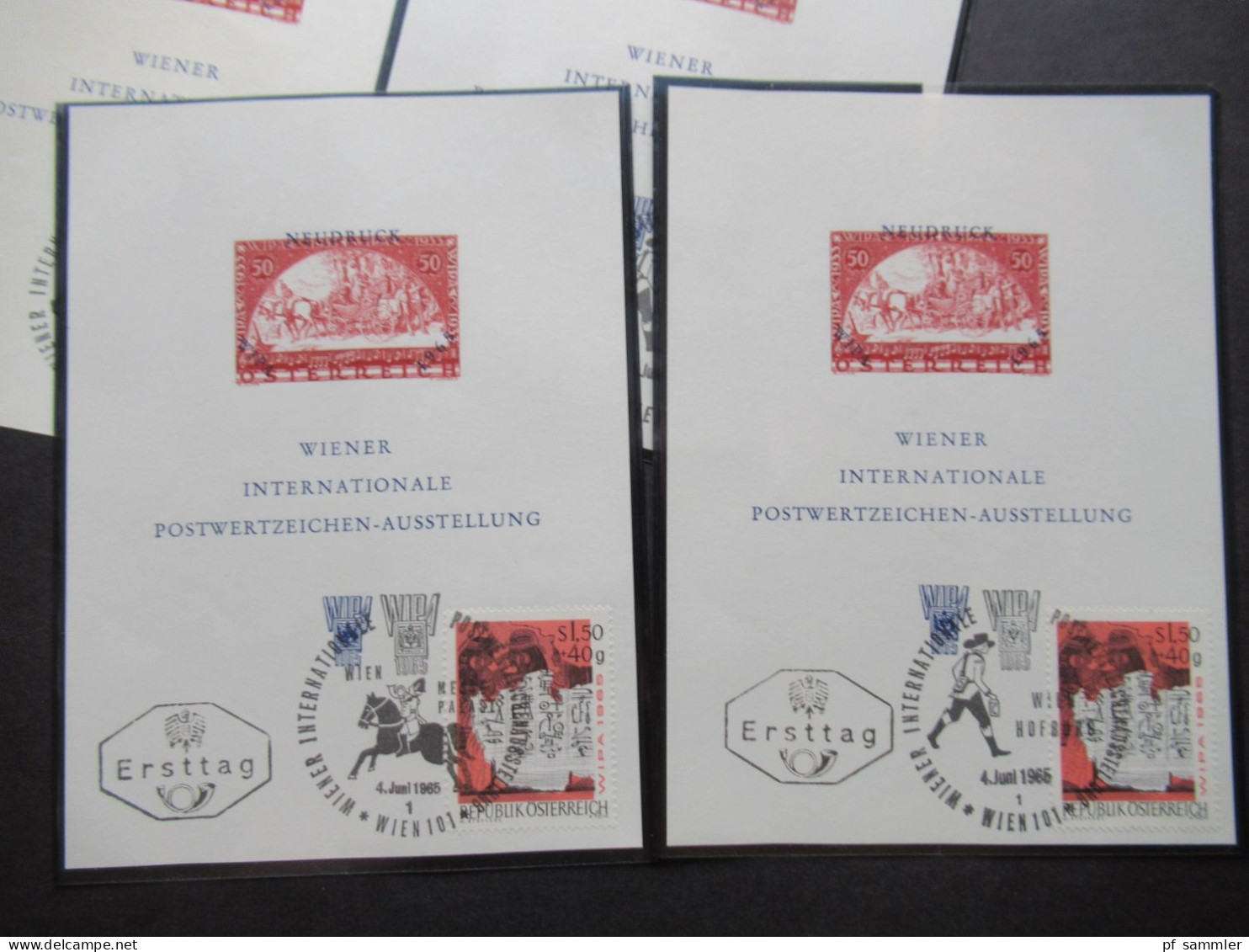 Österreich Neudruck WIPA 1965 Mit Marke Und Sonderstempel Wien 101 / Int. Postwertzeichen Ausstellung / 4 Stück!! - Covers & Documents