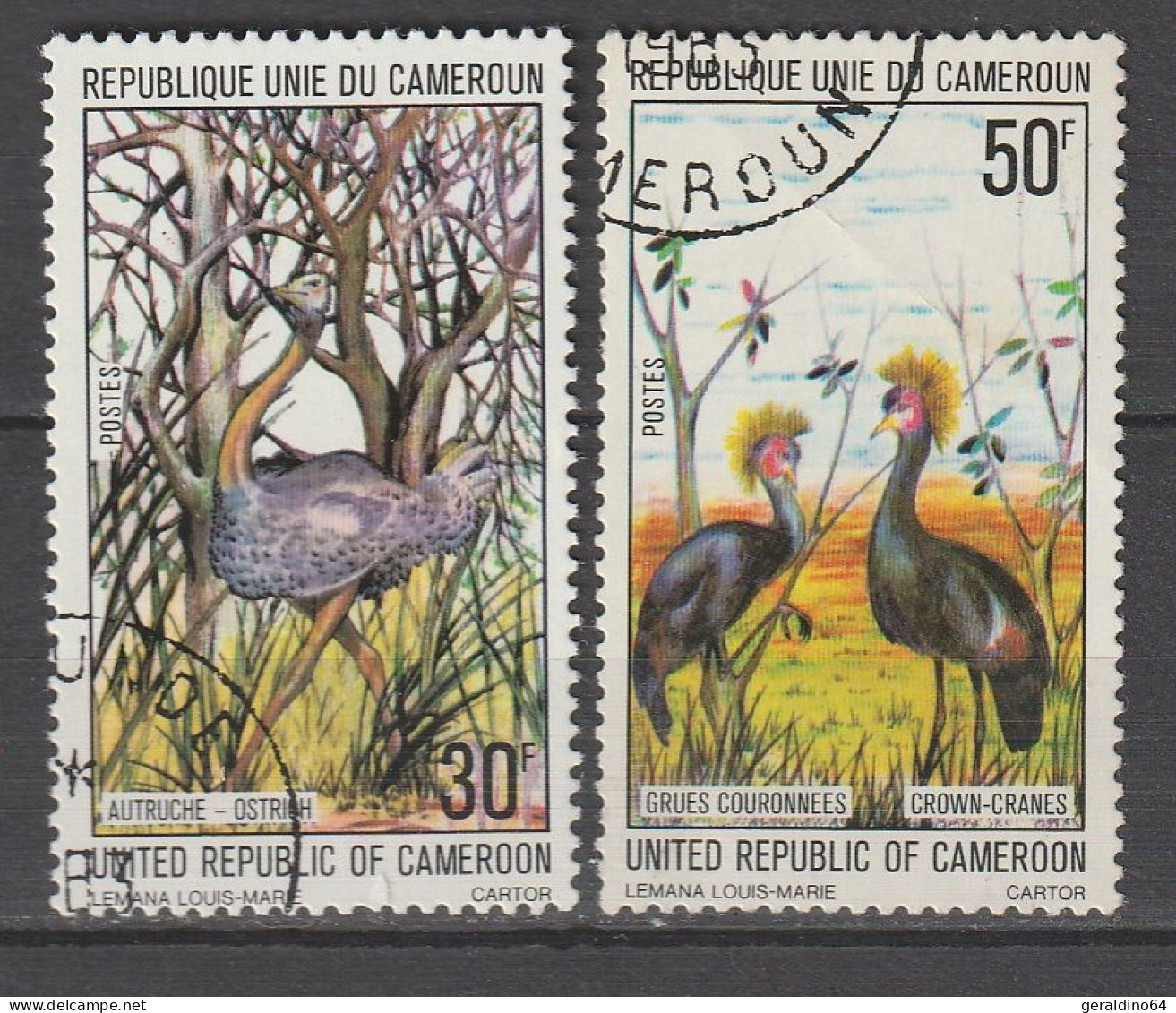 Kamerun 1977 Vögel Mi 836 + 837 Gestempelt - Cameroun (1960-...)