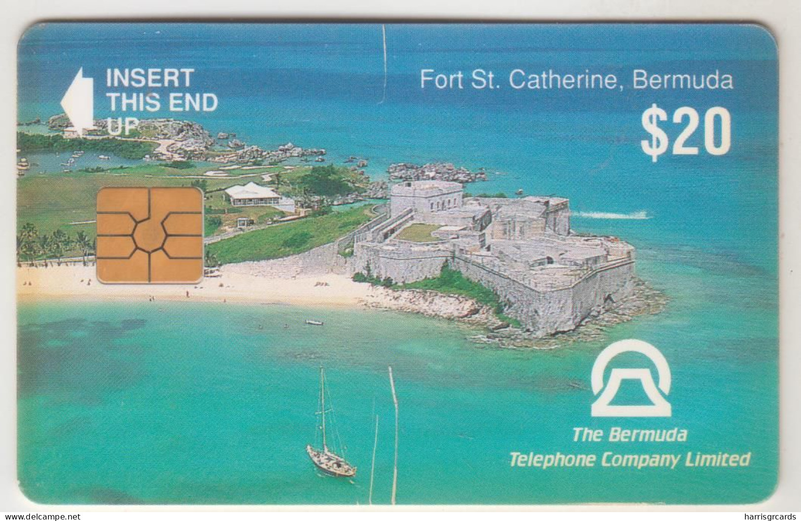 BERMUDA - Fort St. Catherine Without CN,Chip:GEM2 (Black/Grey), 12/93, 20 $, Used (medium Condition) - Bermudes