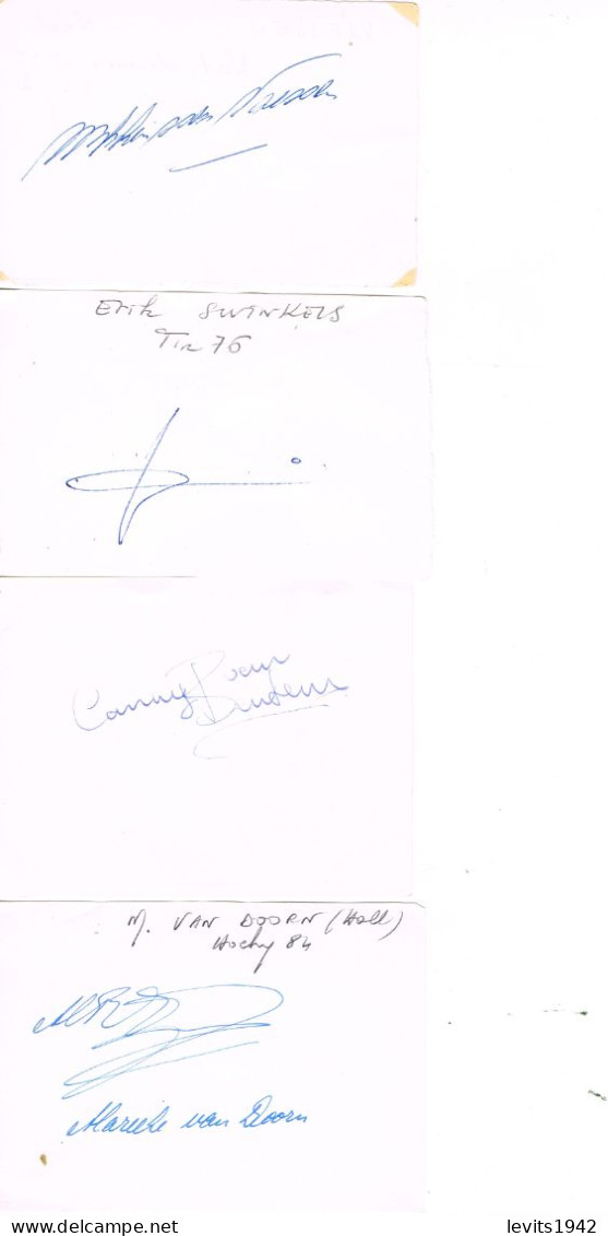 JEUX OLYMPIQUES - 4 AUTOGRAPHES DE MEDAILLES OLYMPIQUES - CONCURRENTS DU PAYS BAS  - - Autogramme