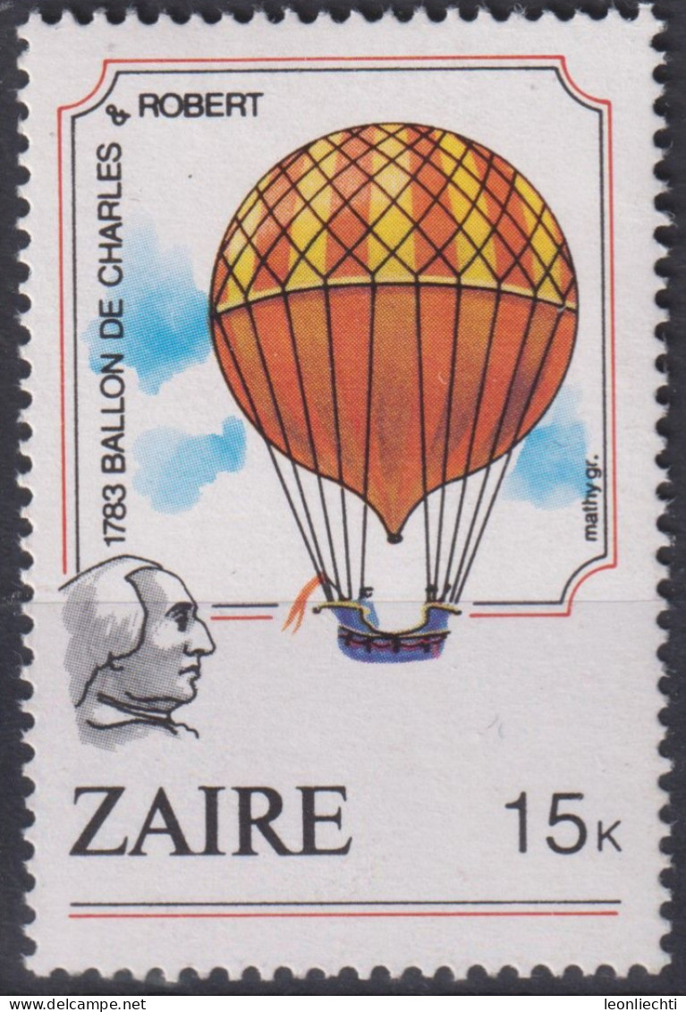 1984 Zaire, **Mi:CD 868, Sn:CD 1161, Yt:CD 1175, Charles' Balloon (1783) Ballon - Gebraucht