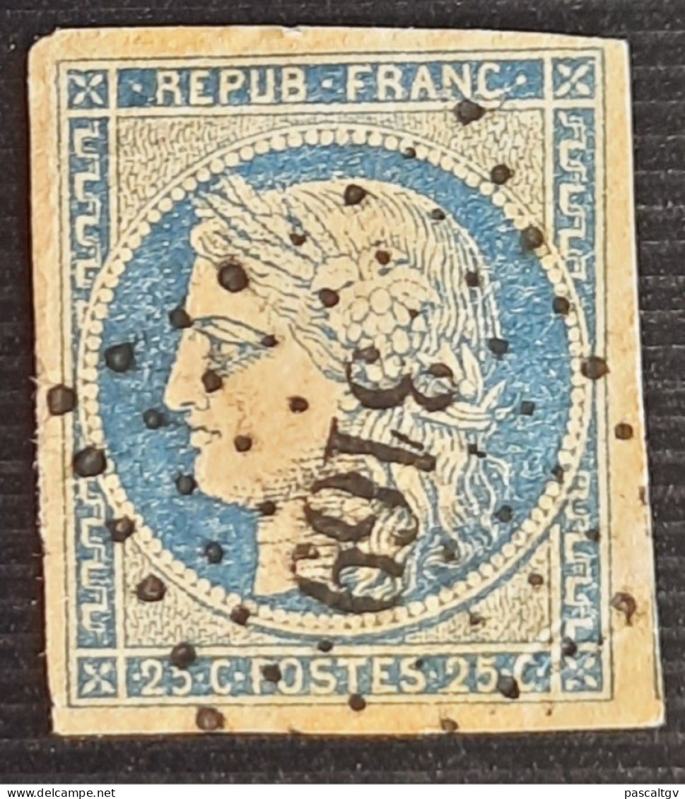 France - Yv - N° 4b - 1850 - CERES - 25c Bleu Sur Jaune - Oblitéré "3169" - - 1849-1850 Ceres