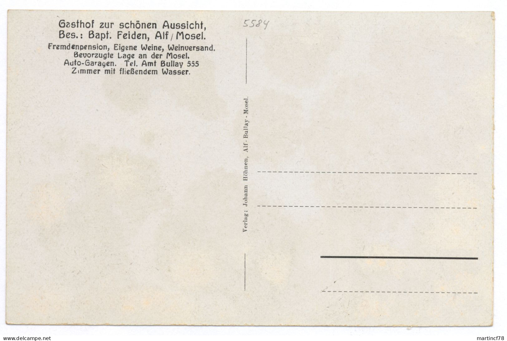 5584 Alf Mosel Bullay Gasthof Zur Schönen Aussicht Feiden - Alf-Bullay