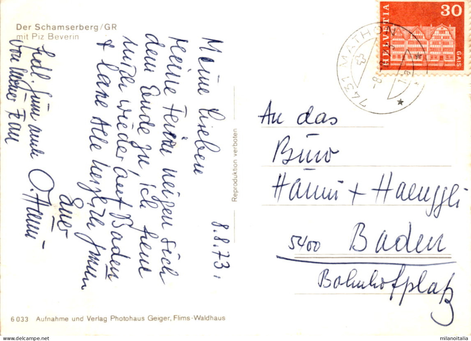 Der Schamserberg Mit Piz Beverin (6033) * 8. 8. 1973 - Bever