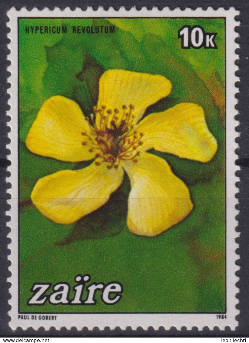 1984 Zaire, ** Mi:CD 853, Sn:CD 1146, Yt:CD 1161, Hypericum Revolutum, Blumen Aus Zaire - Gebruikt