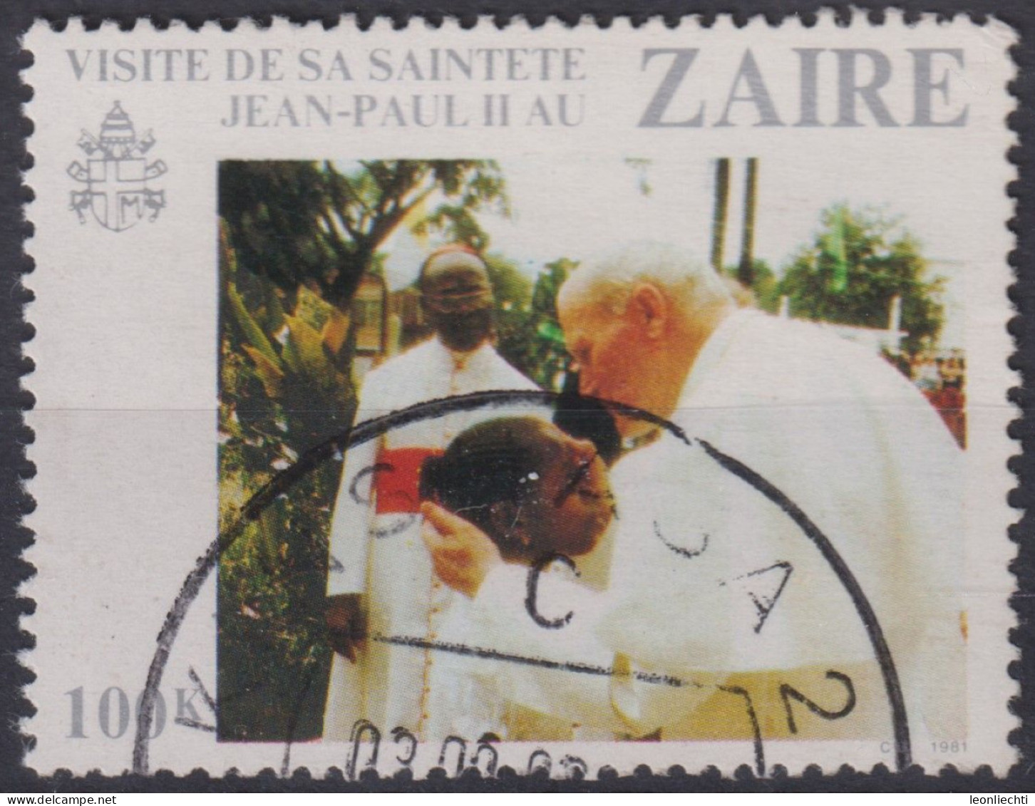 1981 Zaire, Mi:CD 719, Sn:CD 1016, Yt:CD 1040, Visit Of John Paul II To Zaïre, Papstbesuch - Usati
