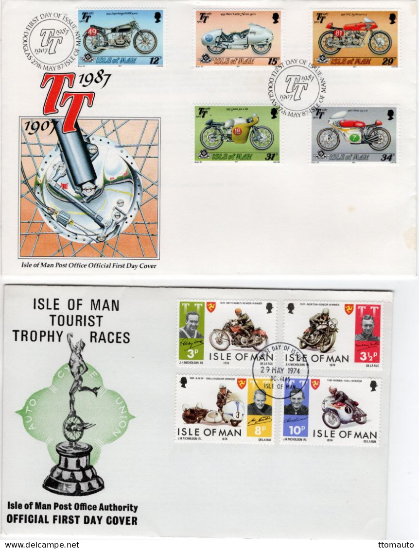 Lot De 4 Moto De Course Envelopes Premier Jour - Isle Of Man Tourist Trophy (TT) - 4 X FDC Envelopes - Moto