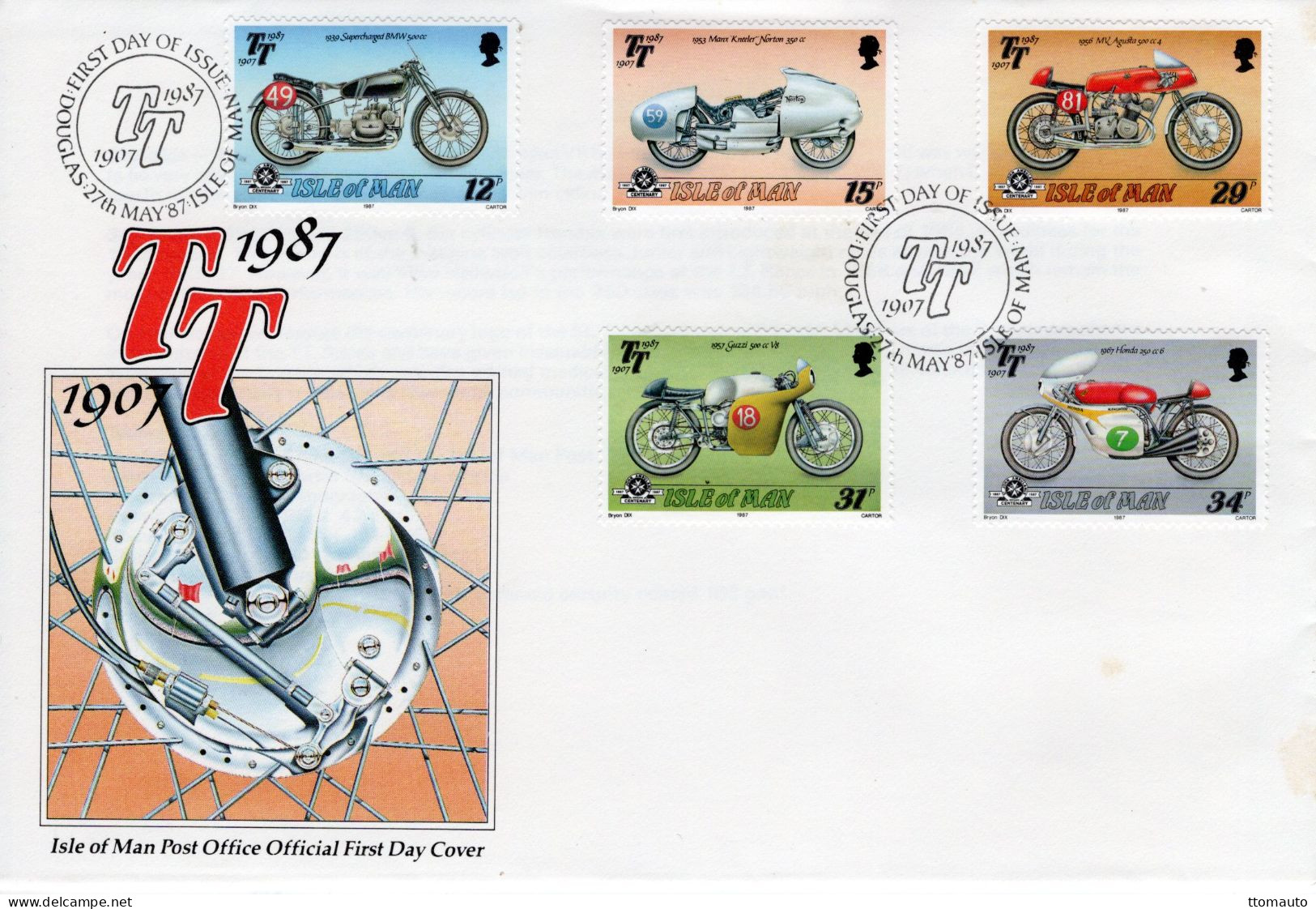 Lot De 4 Moto De Course Envelopes Premier Jour - Isle Of Man Tourist Trophy (TT) - 4 X FDC Envelopes - Moto