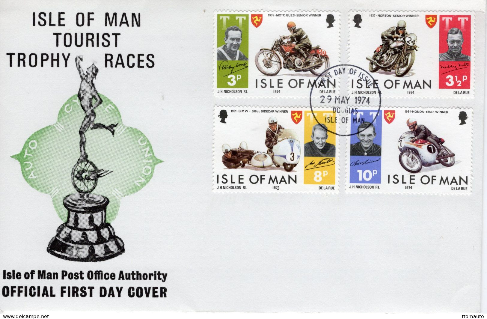 Lot De 4 Moto De Course Envelopes Premier Jour - Isle Of Man Tourist Trophy (TT) - 4 X FDC Envelopes - Moto