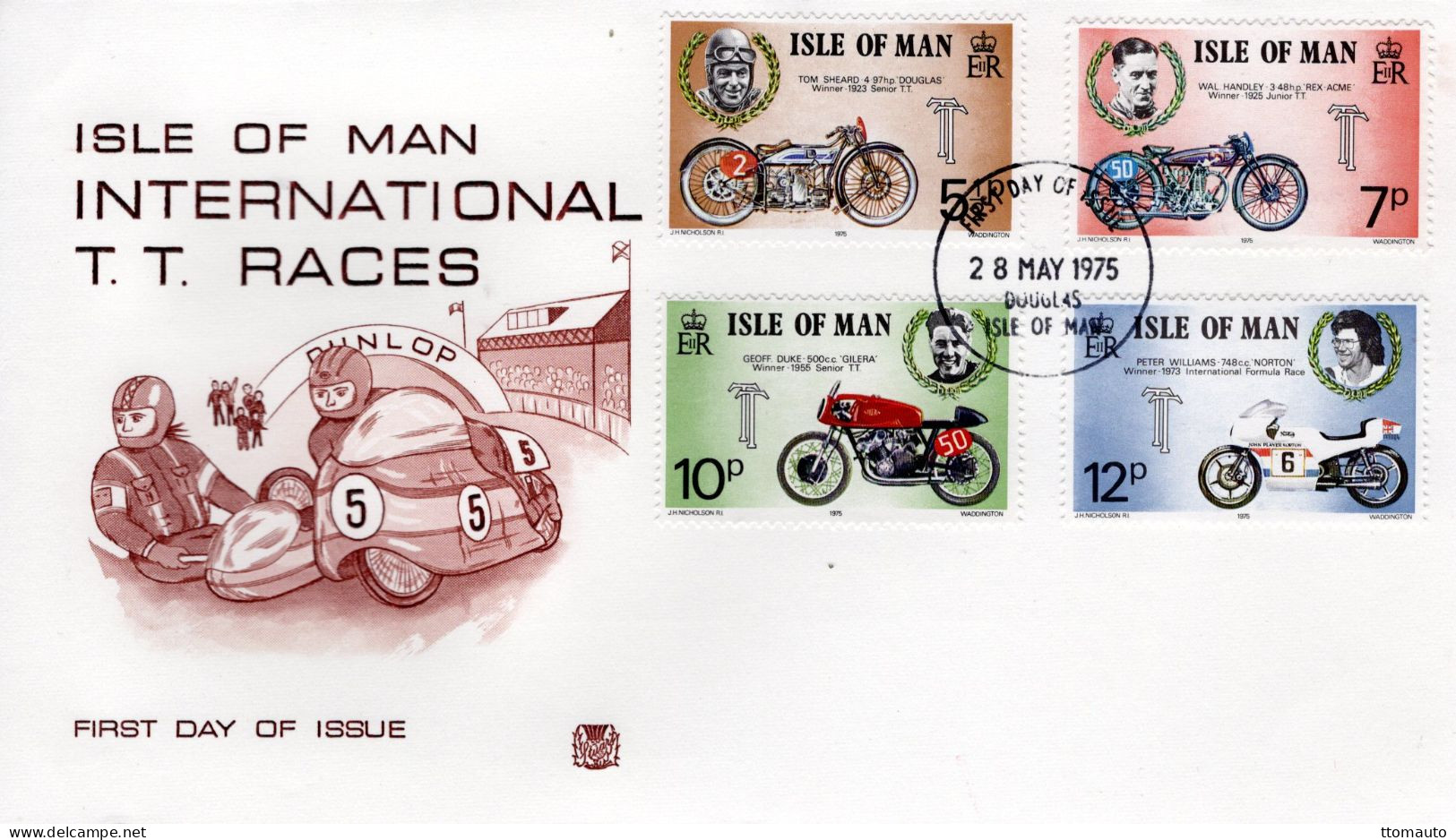 Lot De 4 Moto De Course Envelopes Premier Jour - Isle Of Man Tourist Trophy (TT) - 4 X FDC Envelopes - Moto