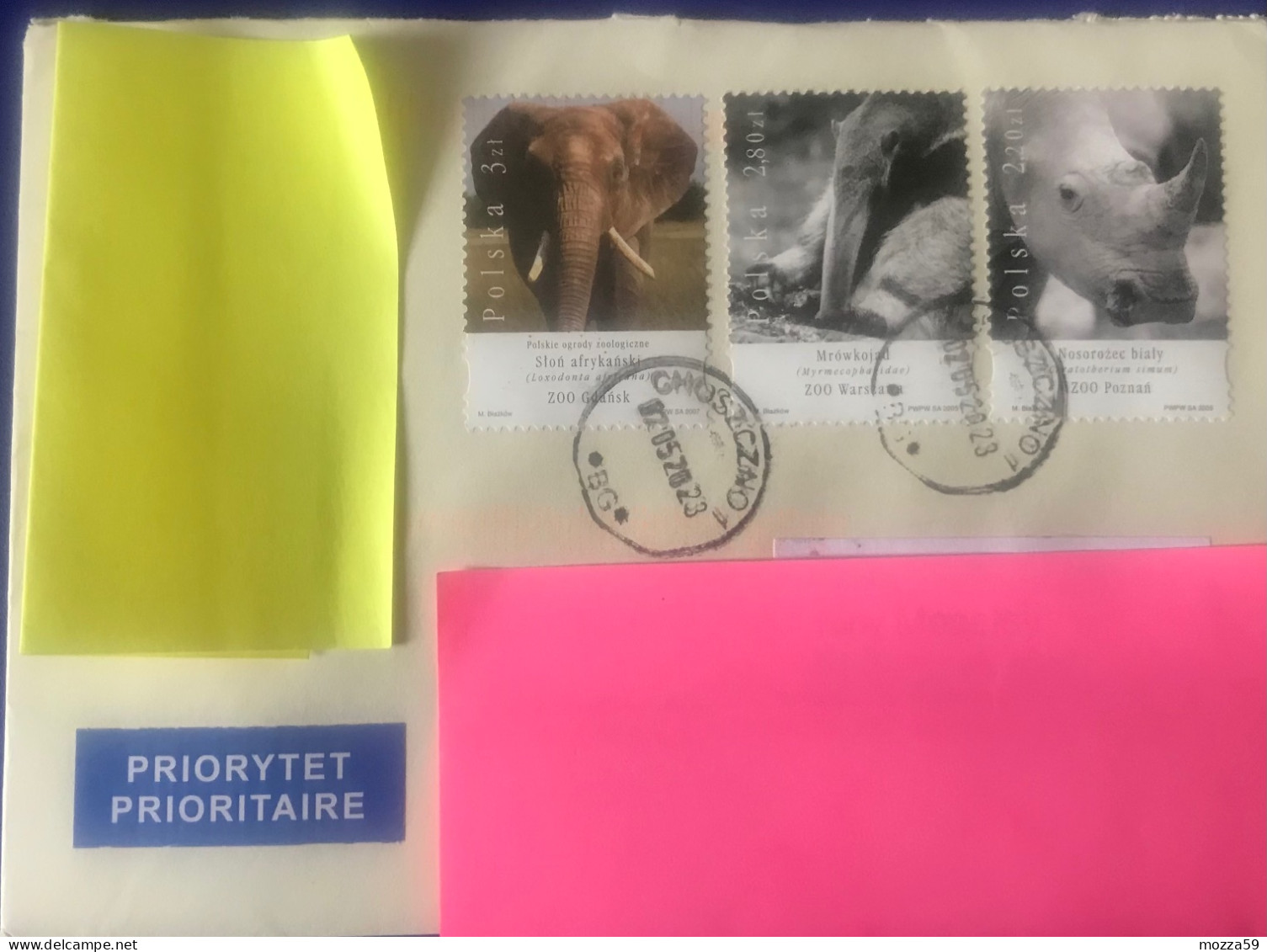 Poland 2023, Choszczno. Elephant, Rhino, Anteater On Cover To U.K. - Interesting - Briefe U. Dokumente