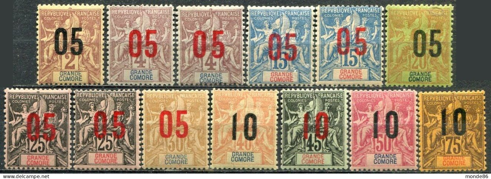 GRANDE COMORE - Y&T  N° 20-29 *...+21A + 22A + 24A...chiffres Proches + Espacés - Unused Stamps