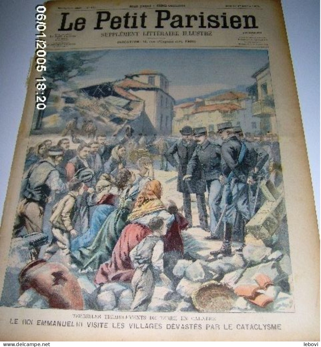 «Terribles Tremblements De Terre En CALABRE – Le Roi Victor Emmanuel III Visite Les Villages Dévastés Par Le ----> - Le Petit Parisien