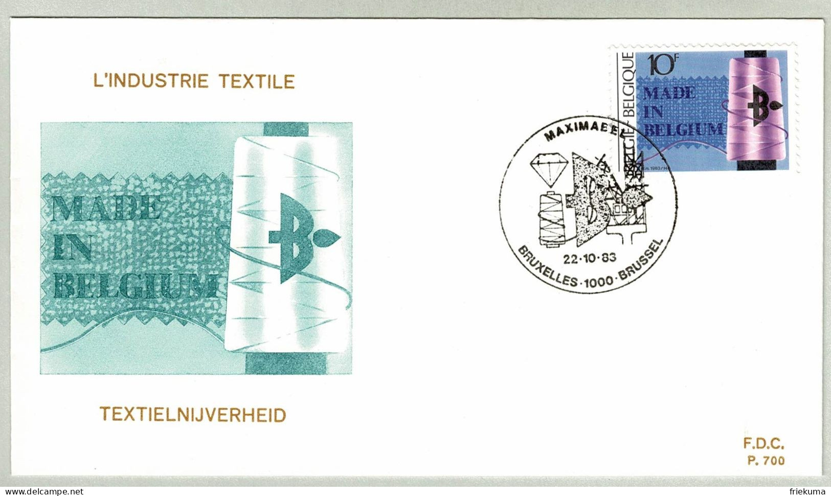 Belgien / Belgique 1983, FDC Textilindustrie / Industrie Textile / Textile Industry - Textile