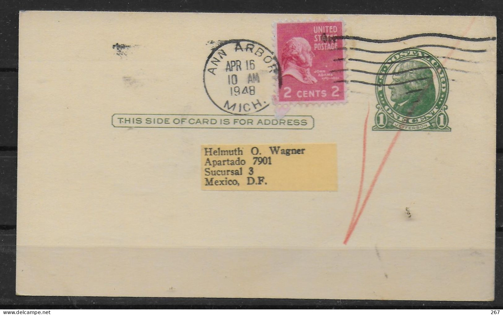 USA  Carte PAP 1948 Ann Arbor - 1941-60