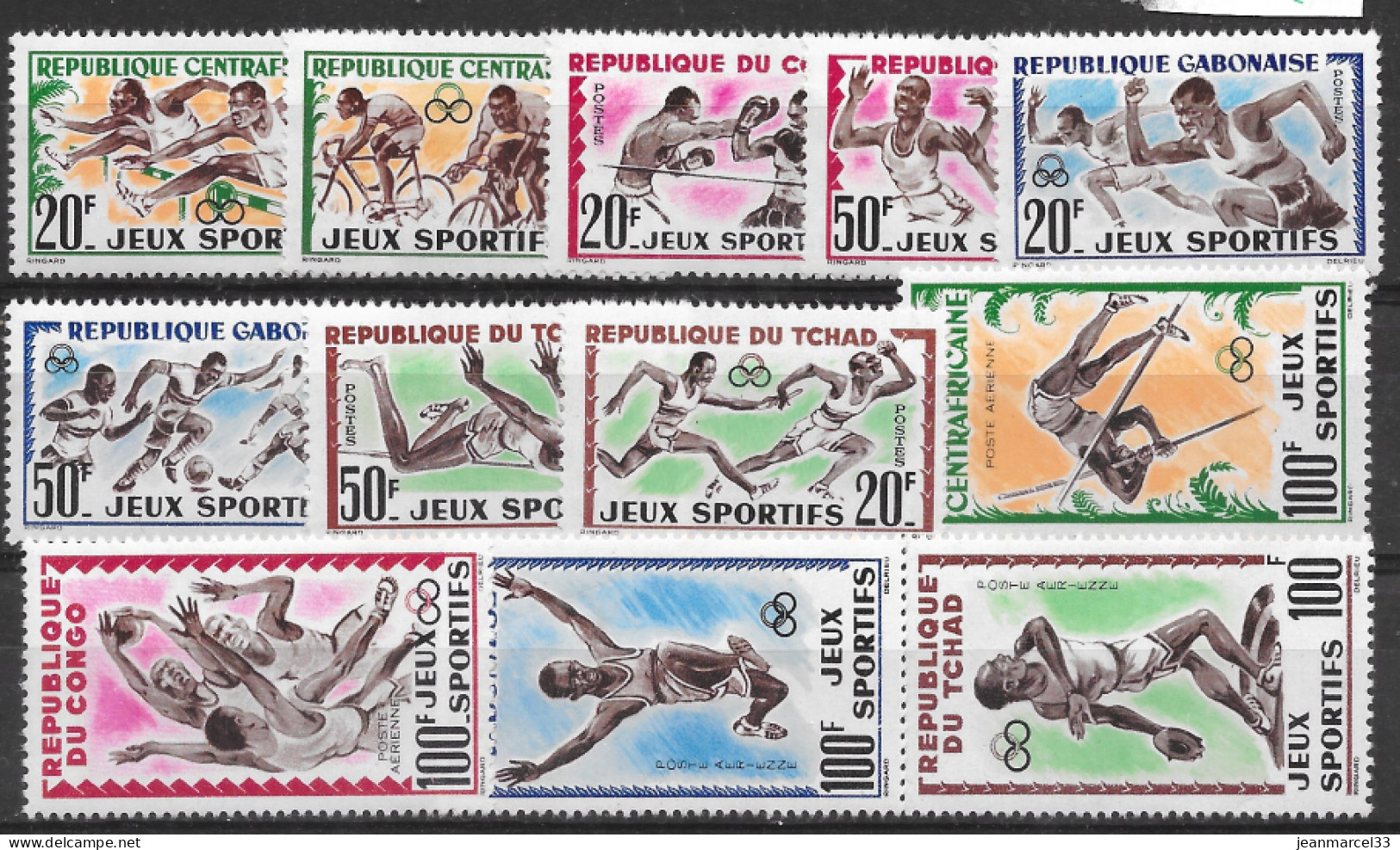 Grande Série Coloniale Jeux Sportifs  12 Timbres Neufs Sans Charnière - Unclassified