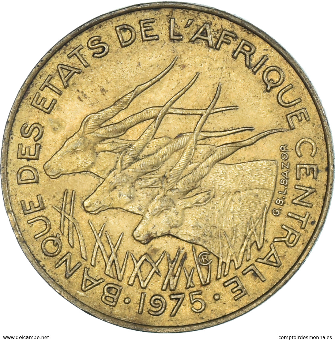 Monnaie, États De L'Afrique Centrale, 10 Francs, 1975 - Zentralafrik. Republik