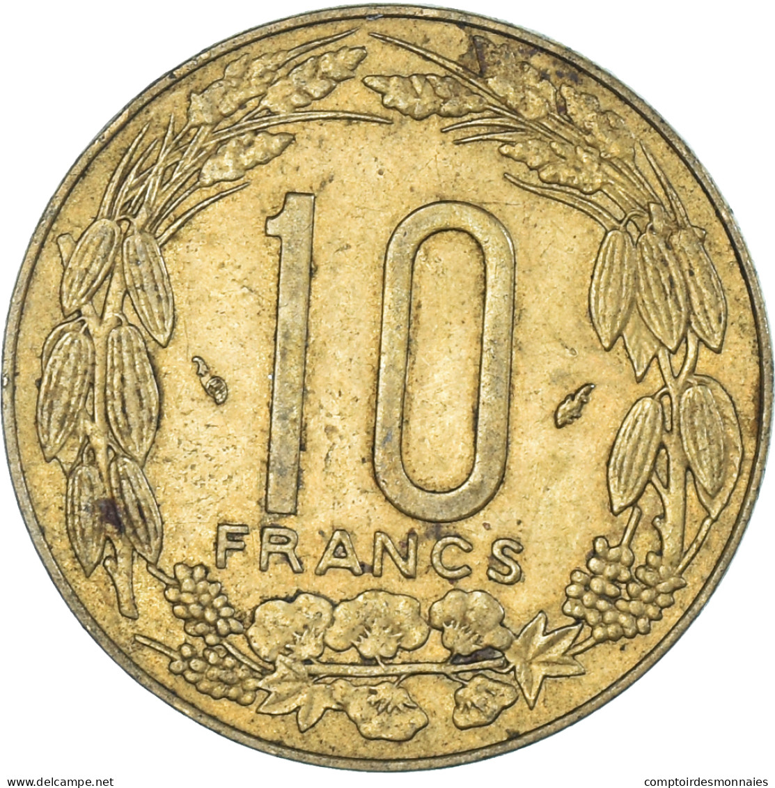 Monnaie, États De L'Afrique Centrale, 10 Francs, 1975 - Repubblica Centroafricana
