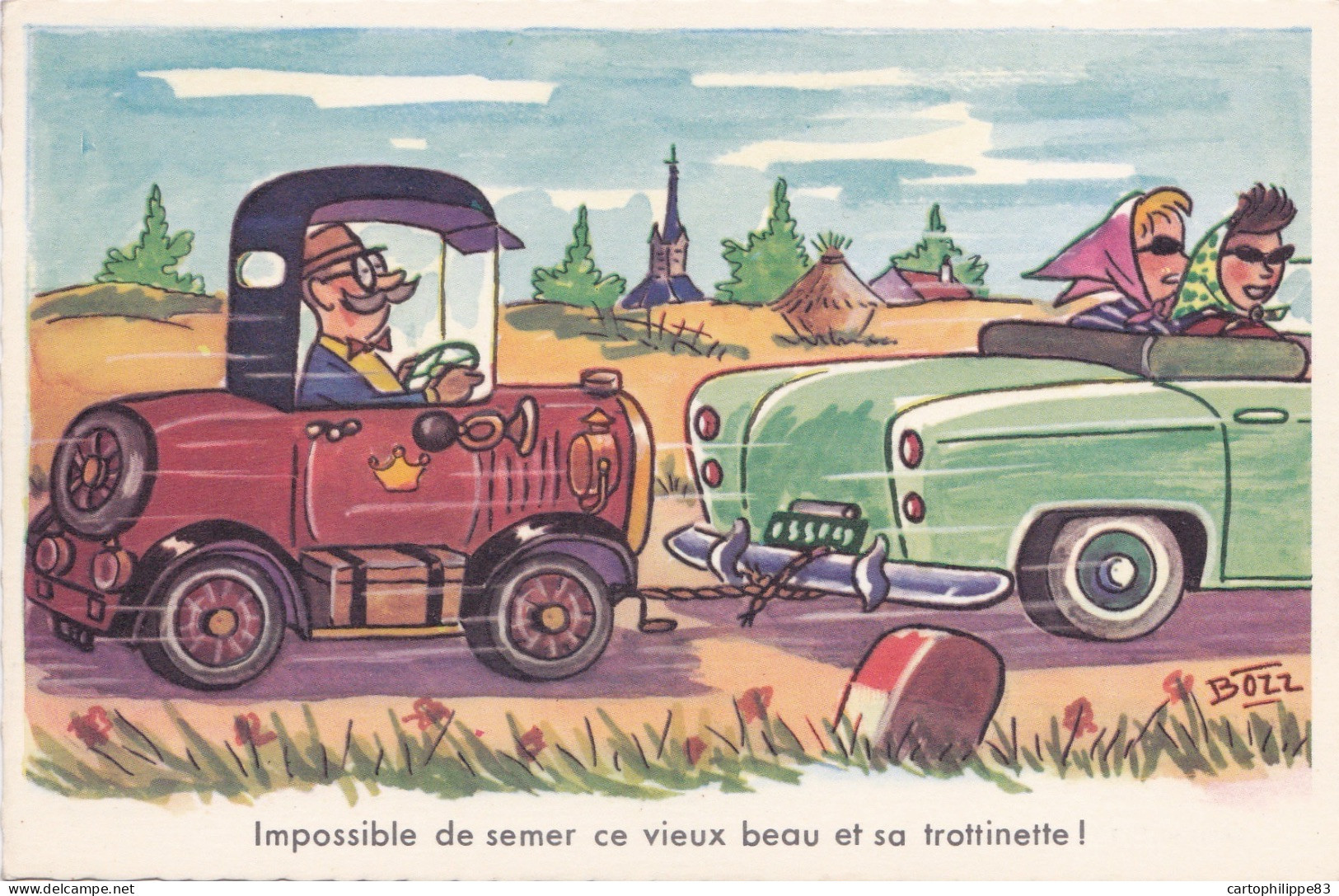 CPSM ILLUSTRATEUR BD BOZZ OU  ROB-VEL OU VELTER HUMOUR  ANNÉES 60 Voitures - Andere & Zonder Classificatie