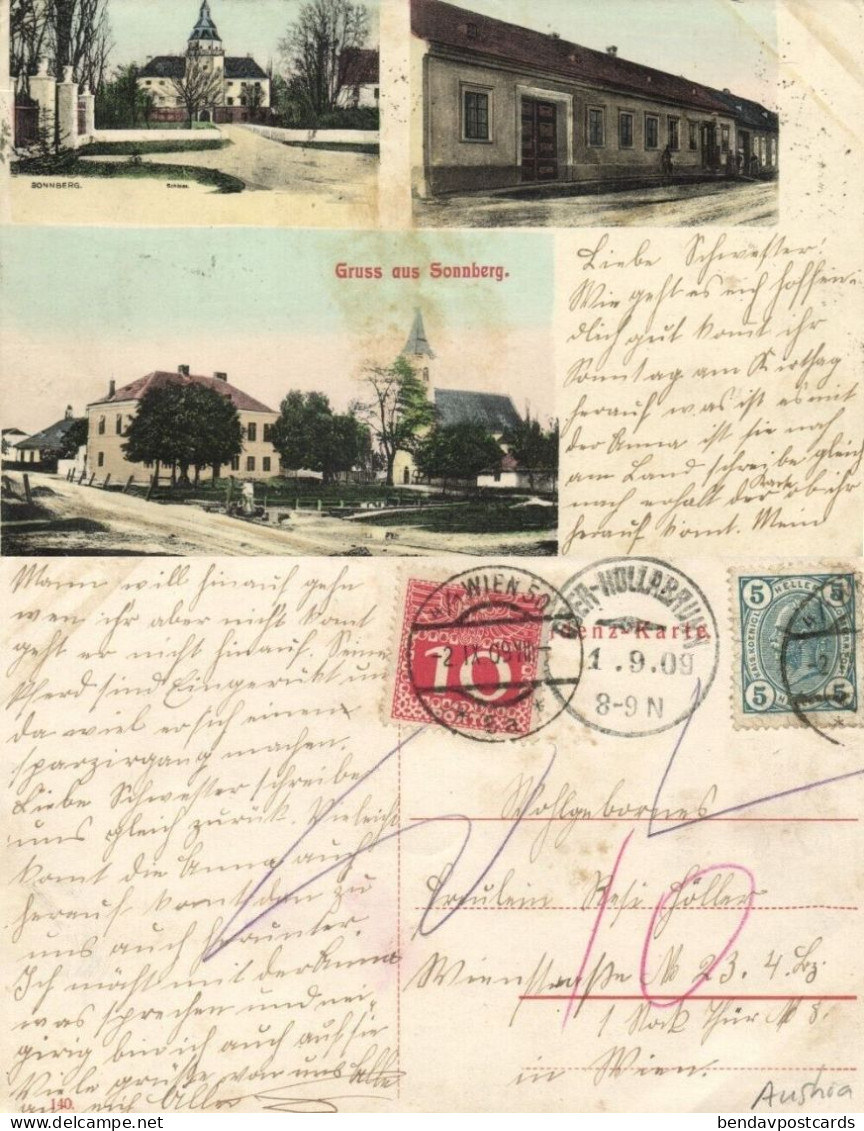 Austria, SONNBERG, Hollabrunn, N.Ö., Multiple Village Scenes (1909) Postage Due - Hollabrunn