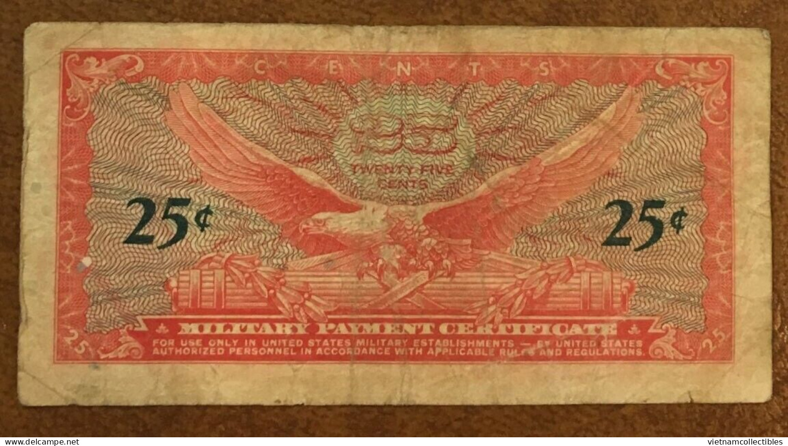 USA MPC 25 Cents Military Payment Series 641 VF Banknote Note 1964 Using In Vietnam Viet Nam - Plate # 8 / 2 Photos - 1965-1968 - Series 641