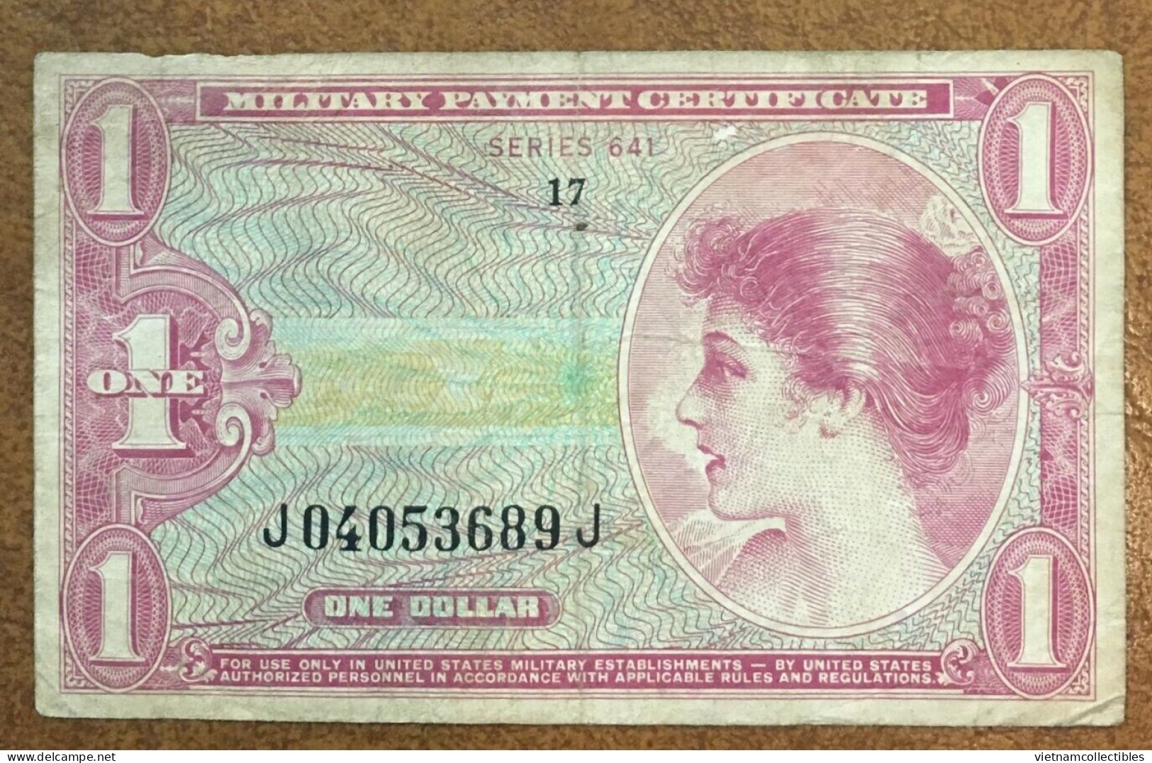 USA MPC One Dollar Military Payment Series 641 VF Banknote Note 1964 Using In Vietnam Viet Nam - Plate # 17 / 2 Photos - 1965-1968 - Series 641