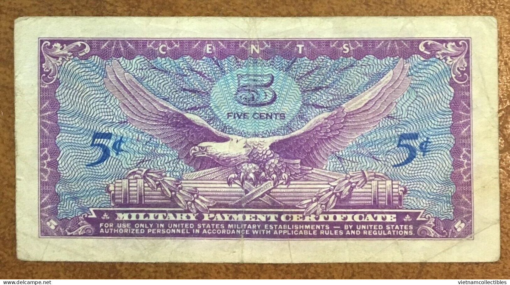 USA MPC 5 Cents Military Payment Series 641 VF Banknote Note 1964 Using In Vietnam Viet Nam - Plate # 1 / 2 Photos - 1965-1968 - Reeksen 641