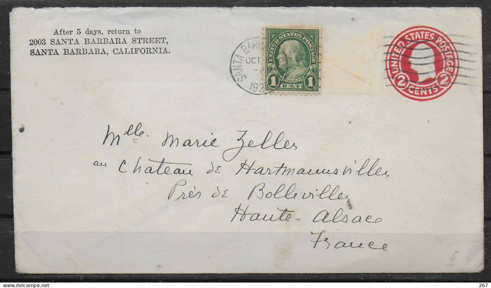 USA  Lettre PAP 1927 Santa Barbara - 1921-40