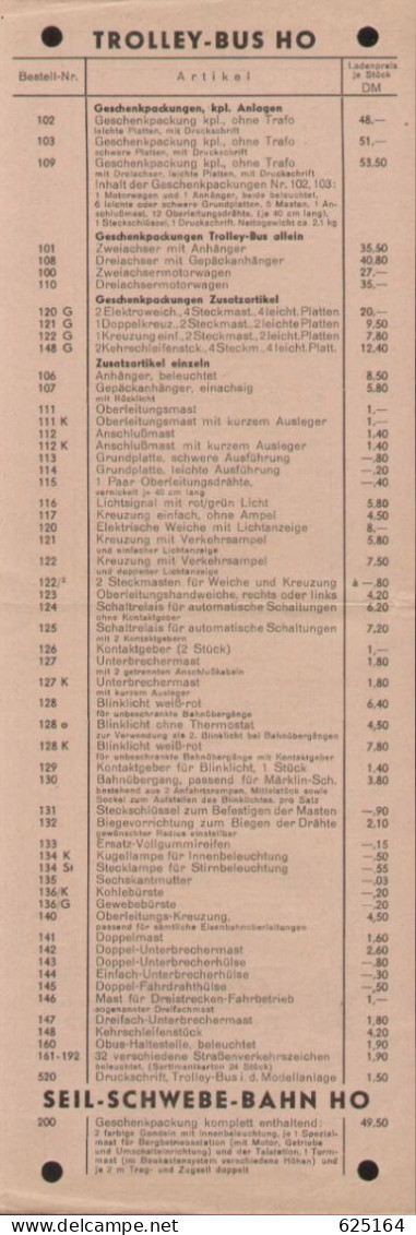 Catalogue EHEIM 1957 ONLY Preisliste Trolley-Bus Seil Schwebe Bahn HO DM - Alemania