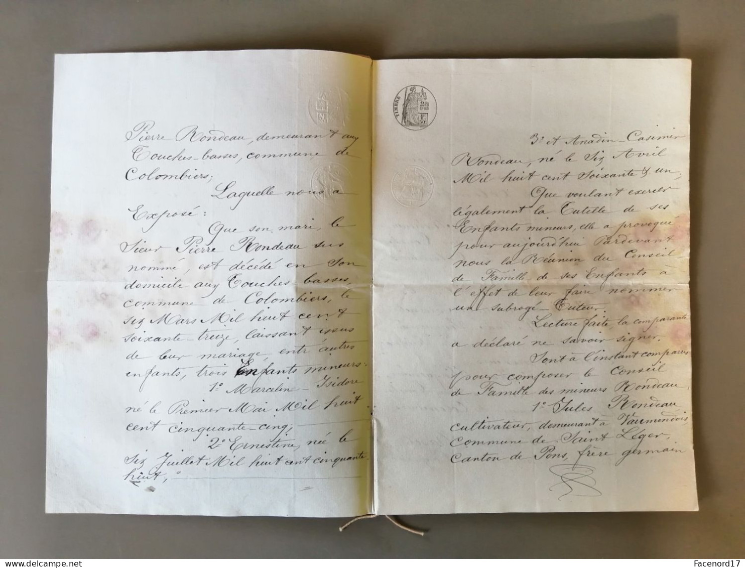 Extrait Des Minutes Du Greffe De La Justice De Paix Du Canton De Saintes Charente Inférieure En Date Du 21 Janvier 1876 - Manuscrits