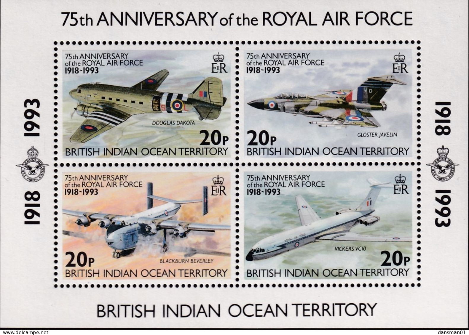 BIOT 1993 RAF Anniv Sc 140 Mint Never Hinged - Britisches Territorium Im Indischen Ozean