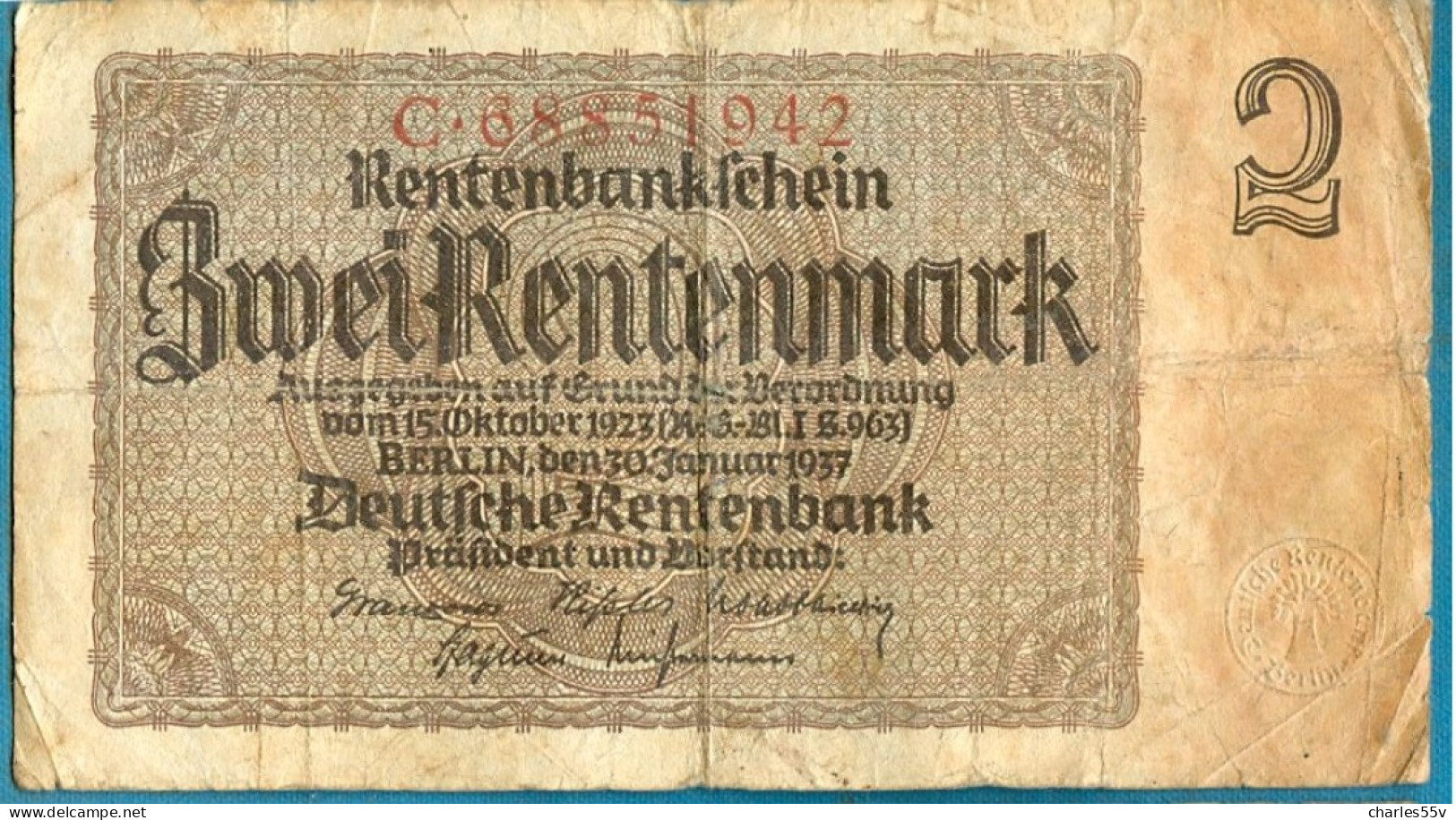 2 Rentenmark 30.1.1937 Serie C - Other & Unclassified