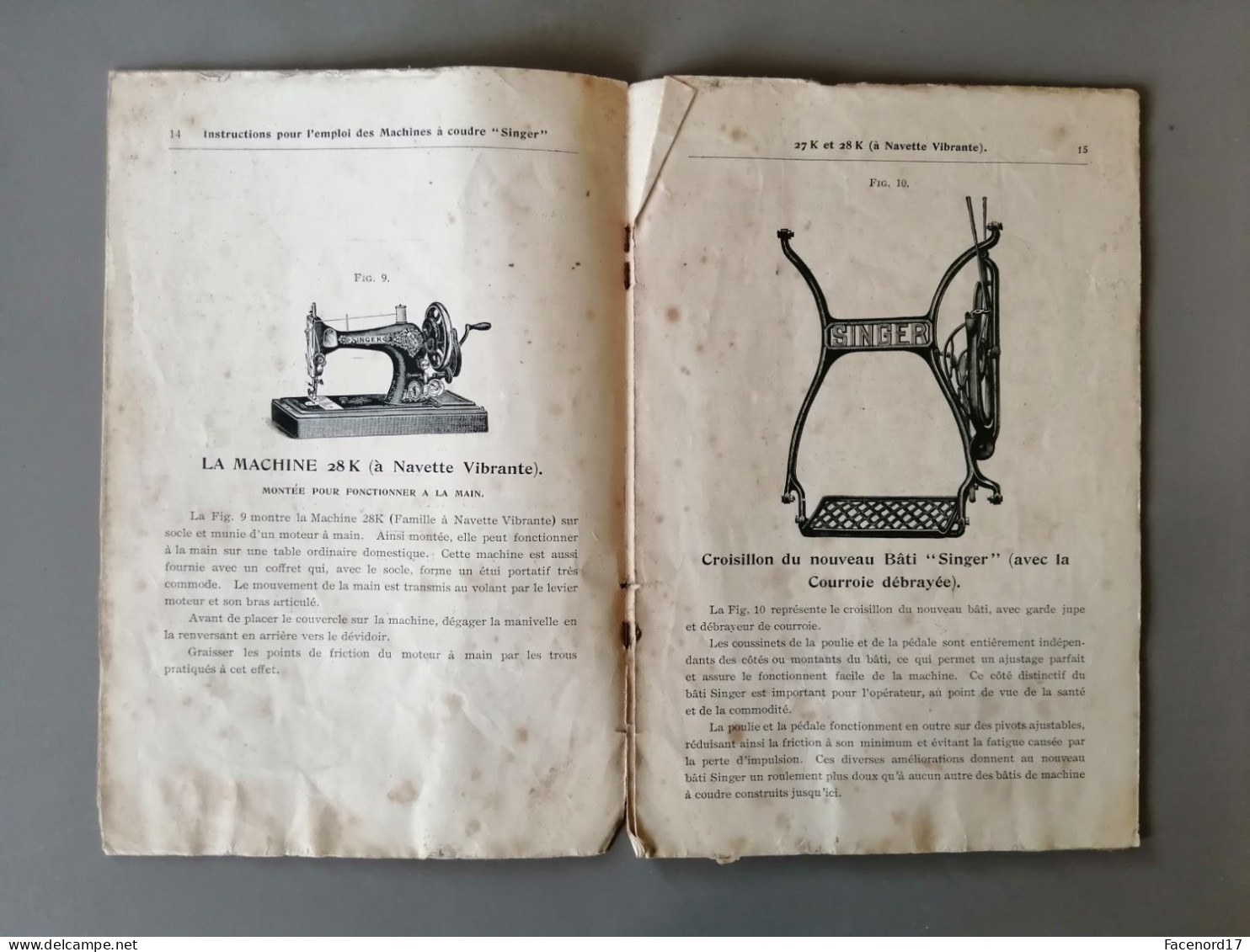 Instructions Pour L'emploi Des Machines à Coudre " Singer " 27K Et 28K à Navette Vibrante 1909 - Máquinas