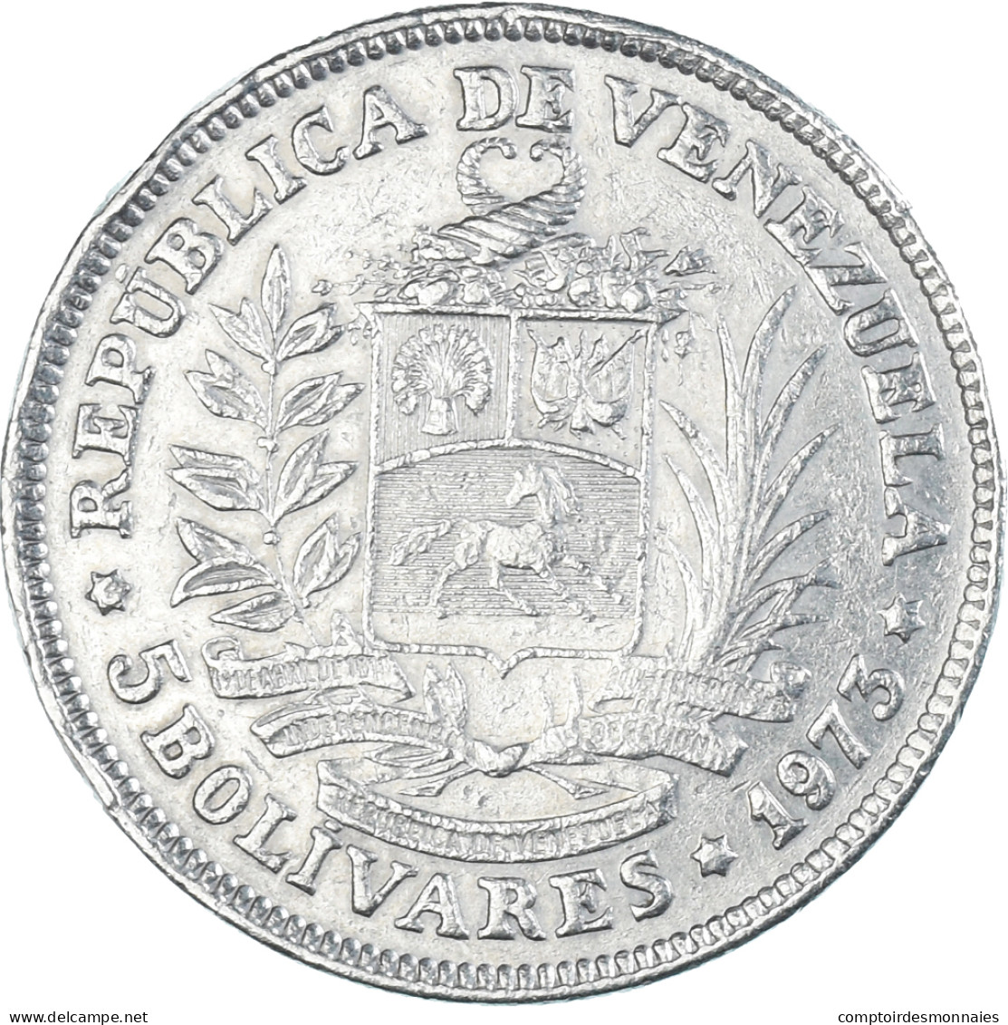 Monnaie, Venezuela, 5 Bolivares, 1973 - Venezuela