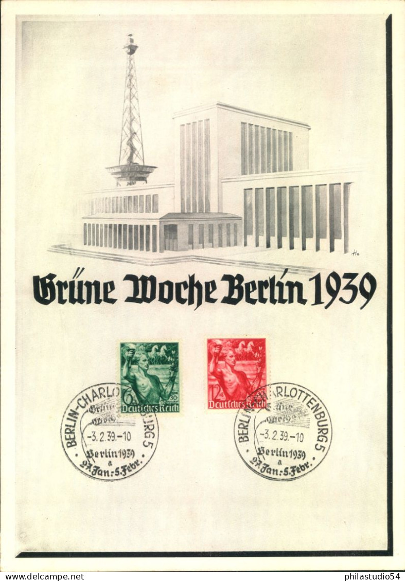 1939, Sonderblatt Zur "GRÜNEN WOCJE", Sonderstempel Berlin-Charlottenburg - Covers & Documents